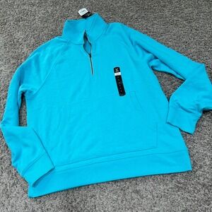 Xersion Mens Lifestyle French Terry 1/4 Zip Popover Blue Large 380983 NEW